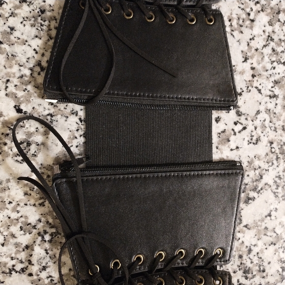 Corset Belt Black Leather Zipper Gothic Biker Cosplay Lolita Lace Up - Picture 5 of 6